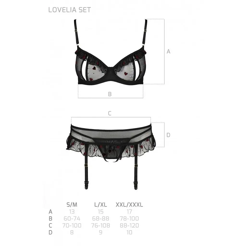 Сексуальний комплект з поясом для панчіх Passion LOVELIA SET S/M, black - фото 7