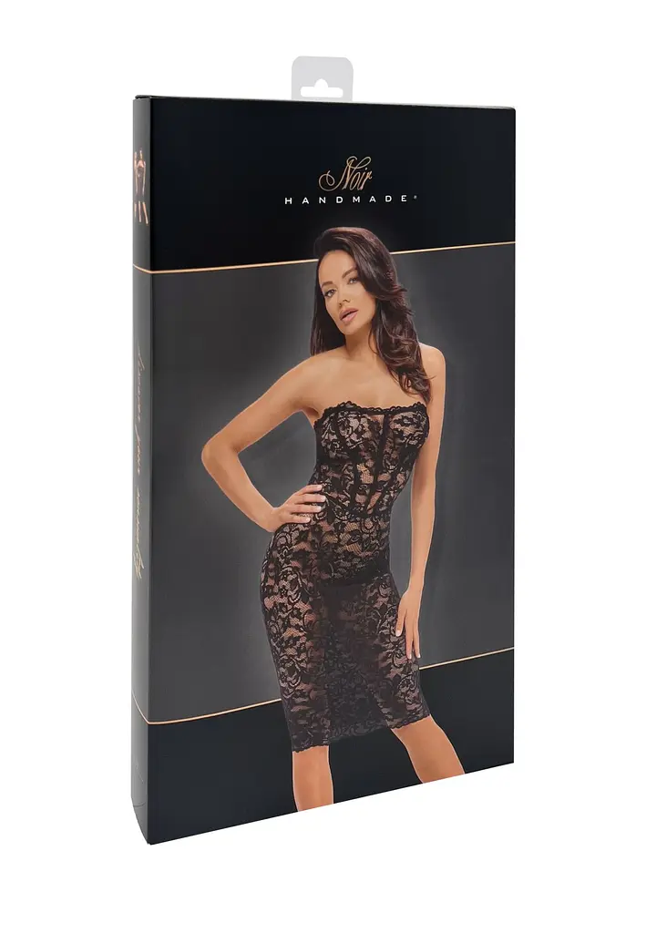 Сукня Noir Handmade F301 Catalyst, 3XL, black, міді, мереживо, відкриті плечі, шнурівка на спині - фото 7