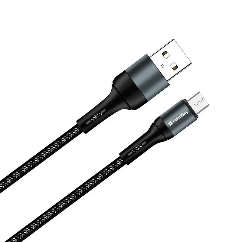 Кабель ColorWay USB - micro USB (M/M), Nylon, 2.4 А, 1 м, Black (CW-CBUM045-BK) - фото 7
