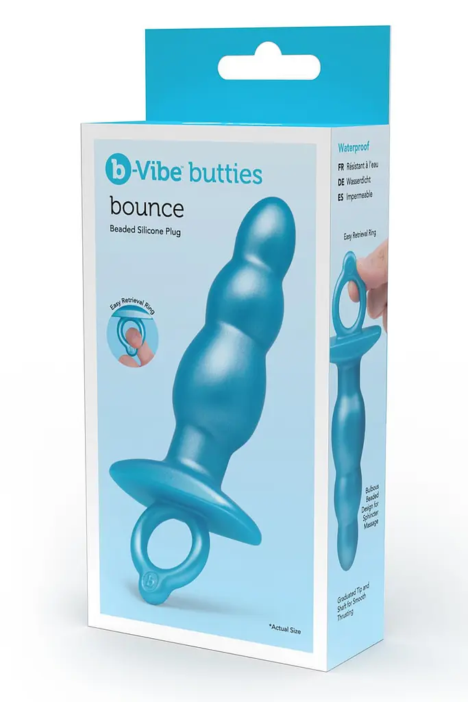 Анальна пробка B-Vibe Butties 14.3 см (блакитний) - фото 6