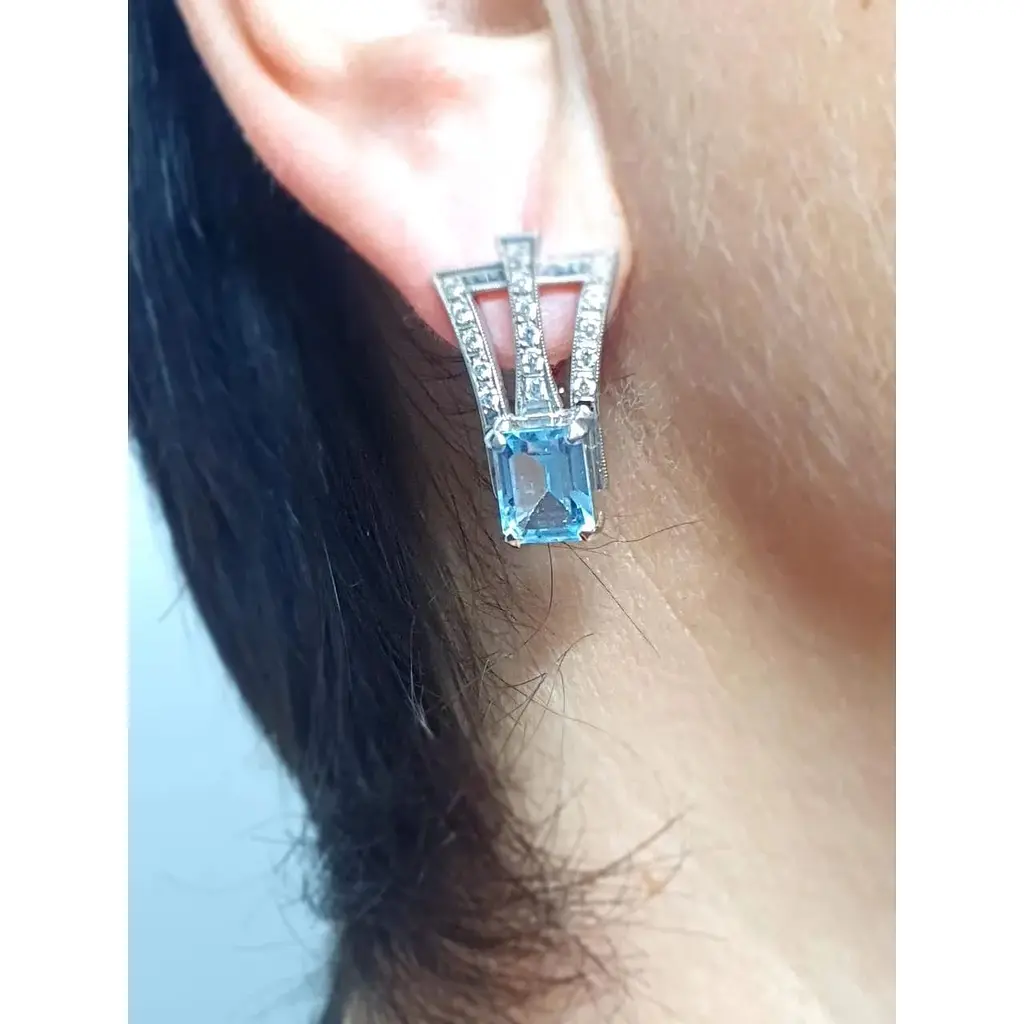 Золоті сережки ЮЗ "Багет" з топазом. 573005 - фото 2