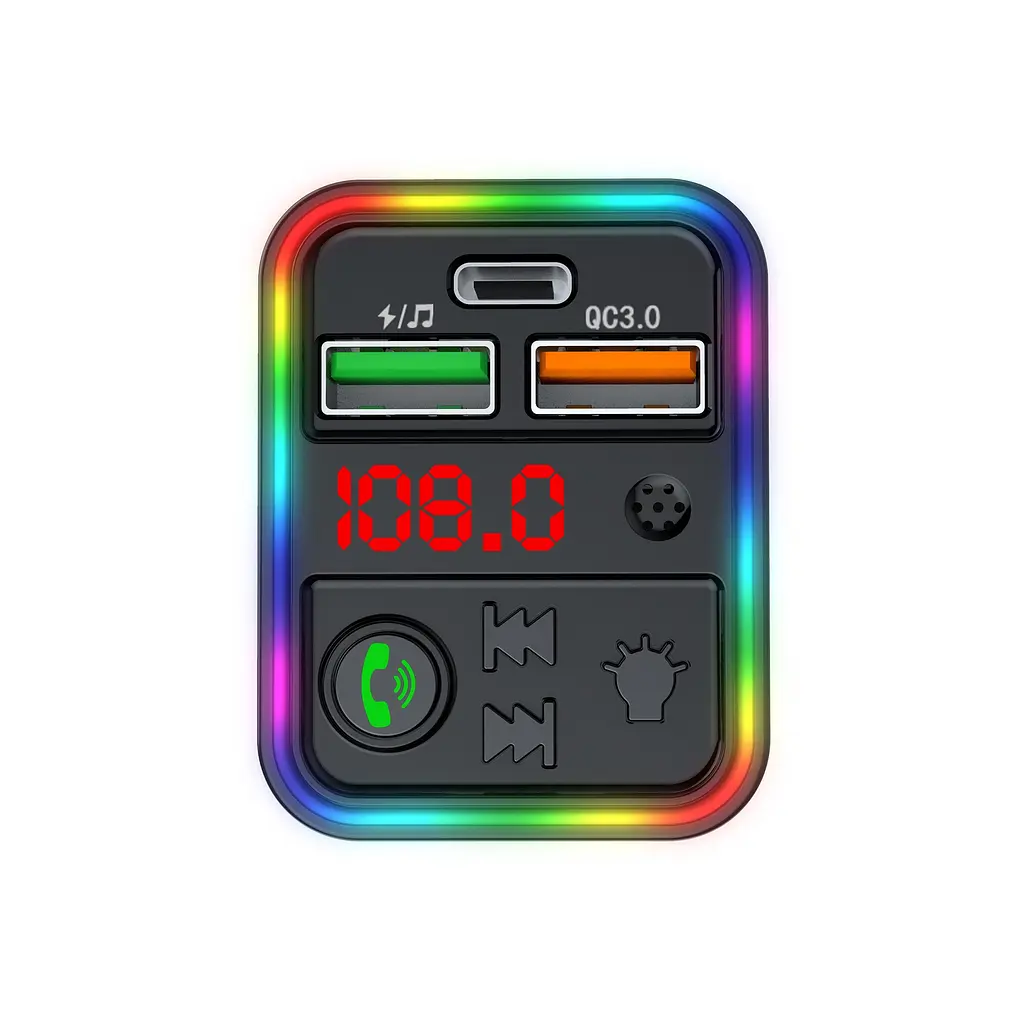 FM модулятор HAVIT FM821BT USB-A+USB-C PD25W RGB Black HAVIT (29210-000) - фото 2