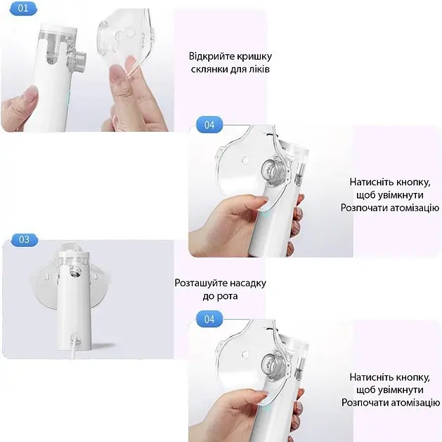 Небулайзер портативный Mesh Nebulizer SY308, ультразвуковой ингалятор с насадками, белый - фото 3