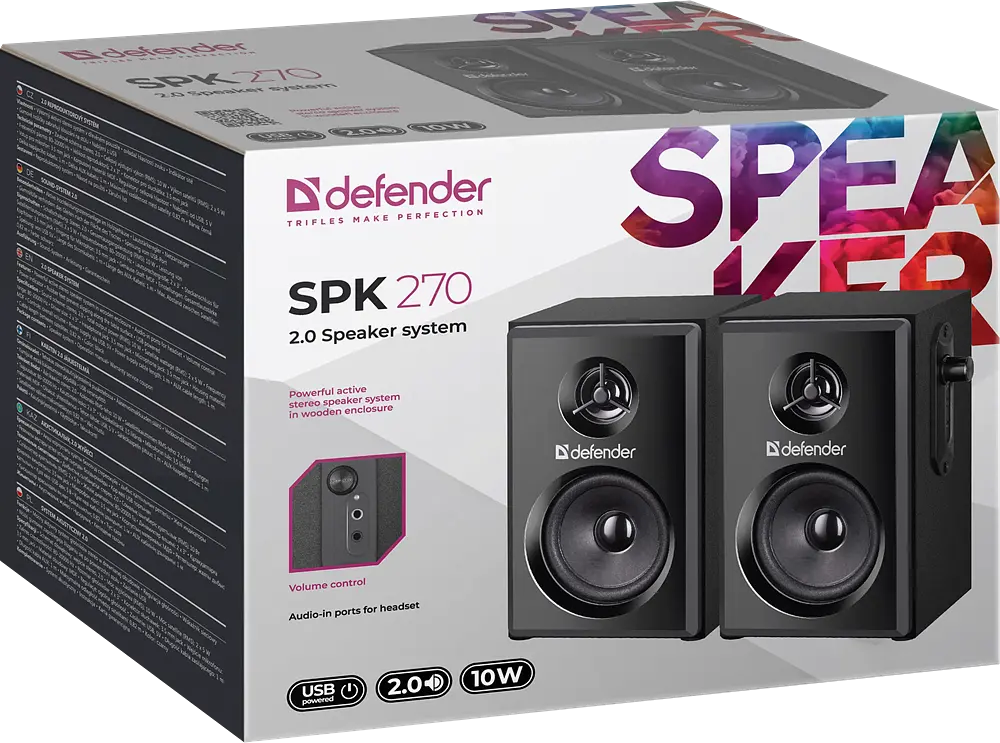 Акустика Defender 2.0 SPK-270 10Вт USB Black (65270) (6857922) - фото 4