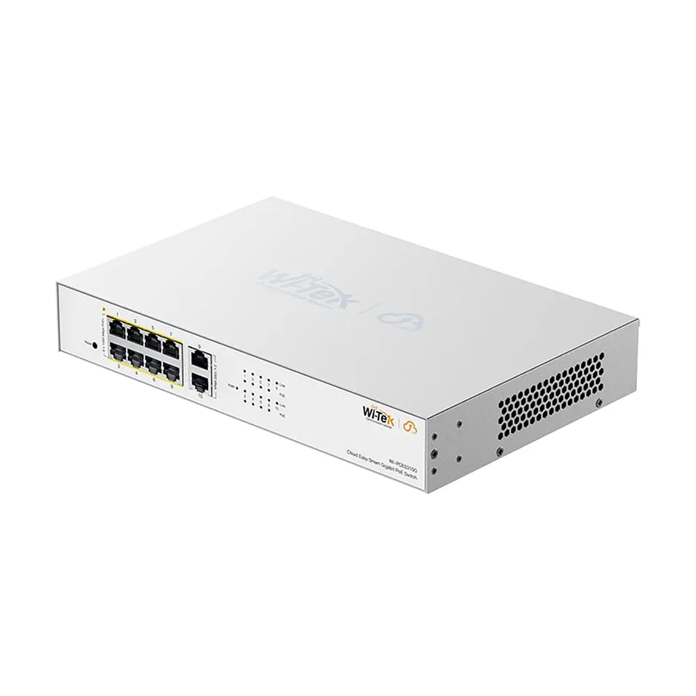 PoE-комутатор 10-портовий керований Wi-Tek WI-PCES310G гігабітний 8x1000Mbps PoE+, 2x1000Mbps Uplink, 110W, Cloud, ONVIF (73-00252) - фото 5