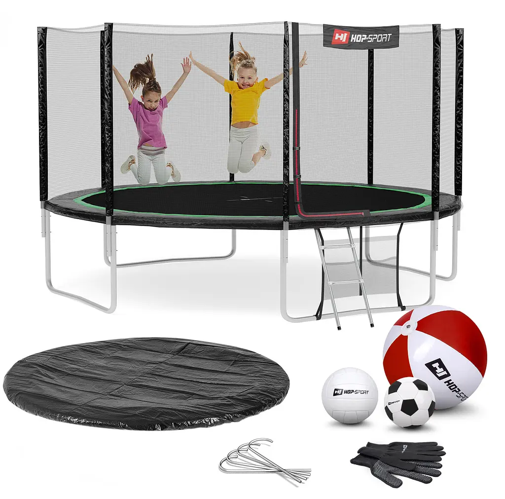 Батут Hop-Sport 14ft (427см) чорно-зелений з зовнішньою сіткою - фото 3