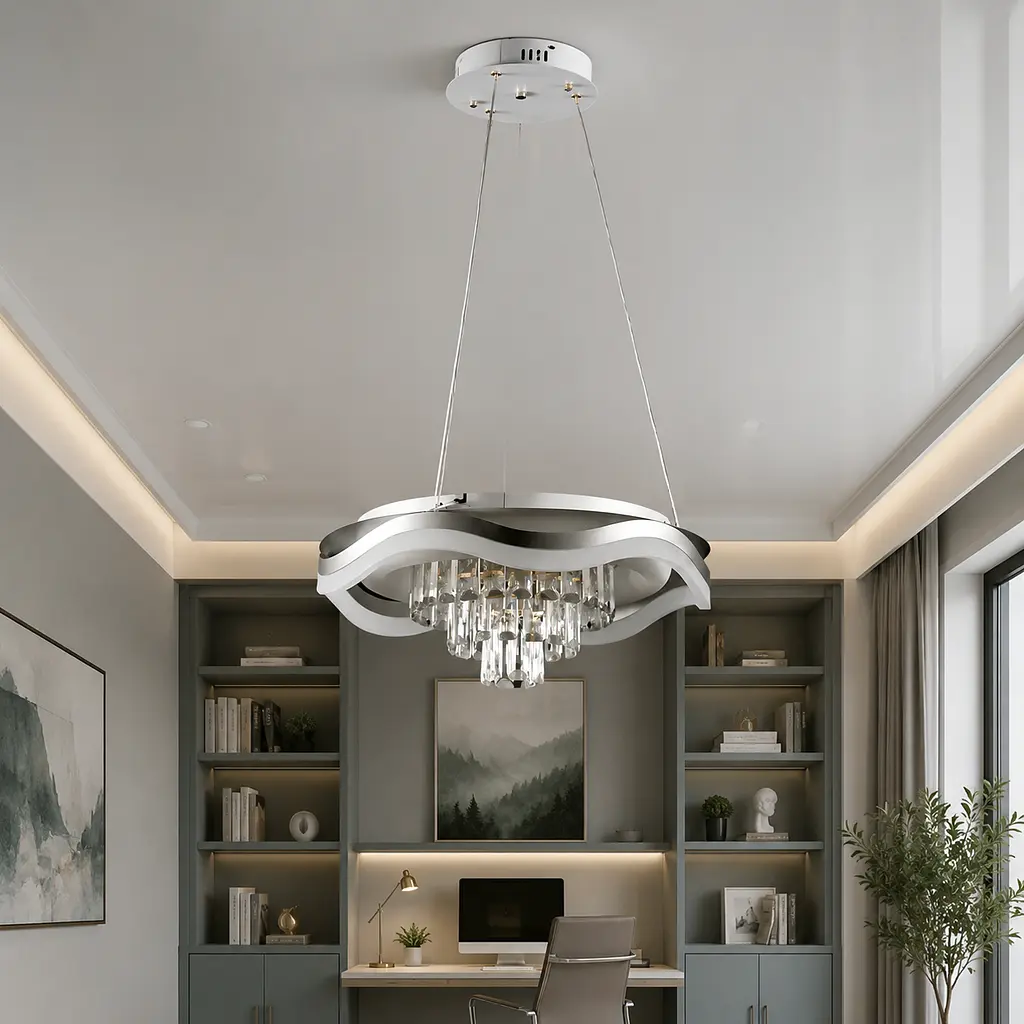 Світлодіодна люстра Splendid Ray C305/1+1 LED (CH) з кришталем, біло-золота, 40 Вт - фото 2