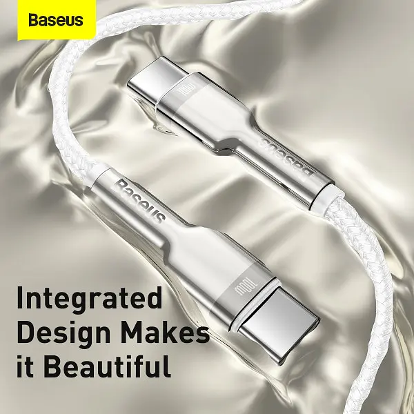 Кабель Baseus Cafule Metal USB-C to USB-C 100W 2m White (CATJK-D02) [71409] - фото 6