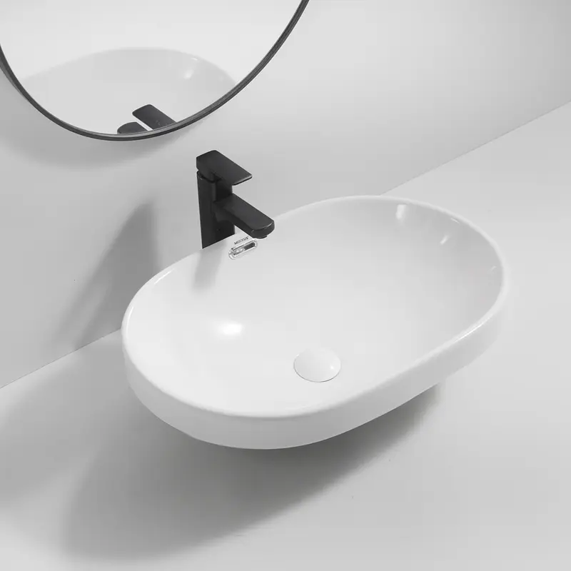Умивальник врізний на стільницю Mixxus Premium Ellipse-1601 600x400x190 мм з переливом MP6569, Білий - фото 5