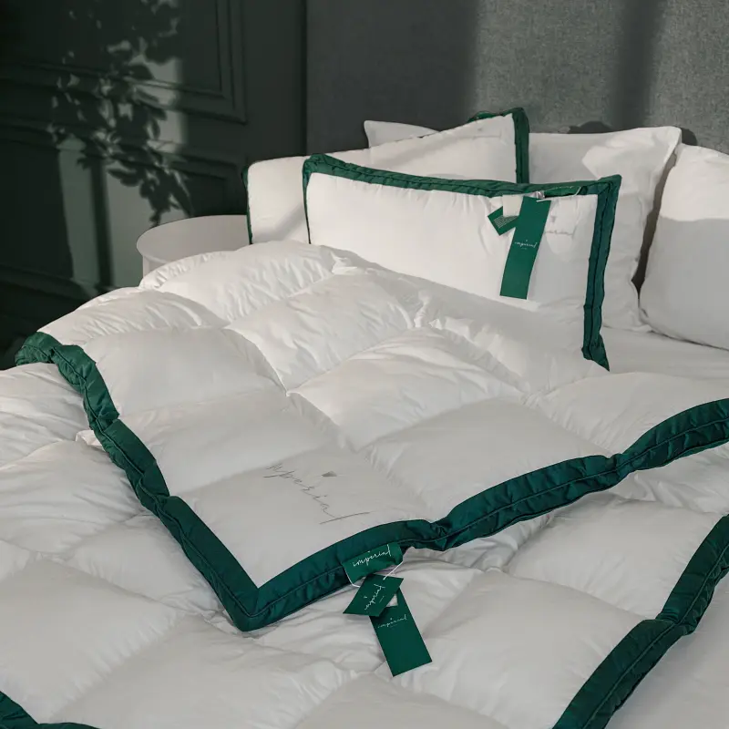 Ковдра MirSon Imperial Satin Luxe літня 110х140 см біла із зеленим кантом - фото 5