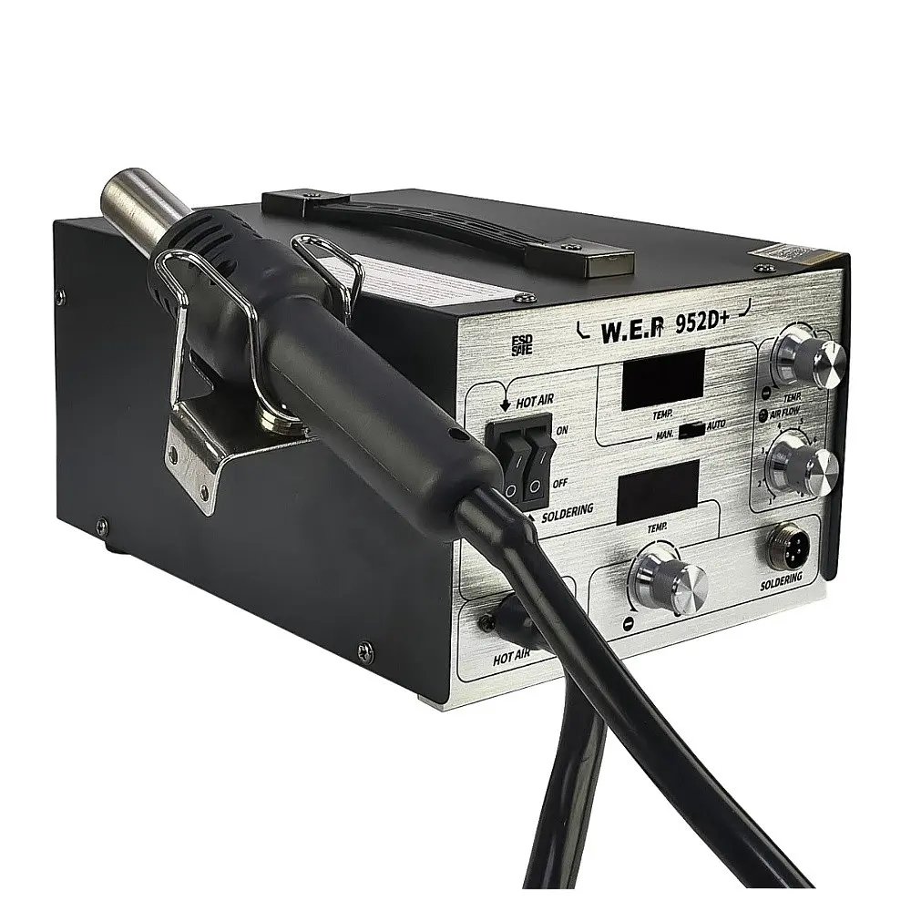 Паяльная станция WEP 952D+ компрессорная, фен, паяльник - фото 3