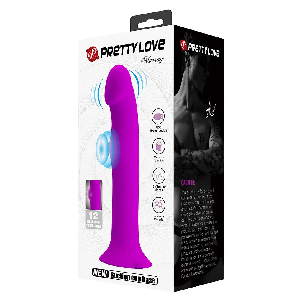 Фалоімітатор Pretty Love Murray Dildo with Vibration 19 см фіолетовий - фото 6