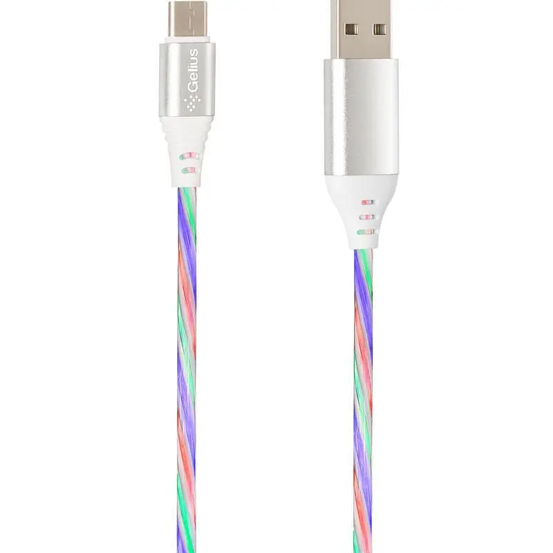 USB кабель Gelius Pro LED RGB GP-UC06m MicroUSB Silver - фото 4