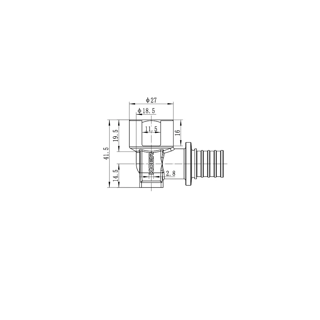 Кутник перехідний настінний з ВР Koer Ka.LW06F-20 - 20(2.8mm) x 1/2"F KR4881 - фото 4