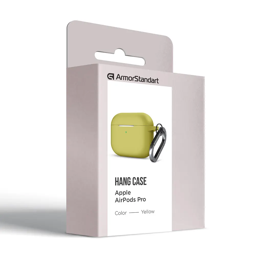 Силіконовий чохол для навушників Apple AirPods Pro, Hang Case, жовтий, ультратонкий захисний кейс товщиною 2 мм, захист від подряпин, пилу та ударів, компактний, з карабіном для кріплення, ArmorStandart (ARM56072) - фото 8