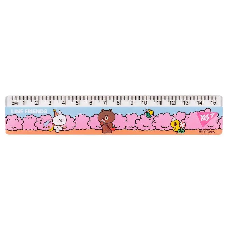 Лінійка пласт. 15см Yes Line Friends,рожева 370656