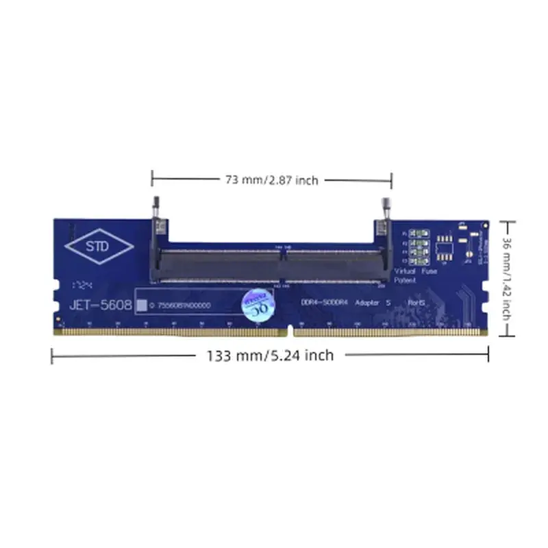 Конвертор Dynamode DDR4 Laptop SO-DIMM to Desktop DIMM RAM Memory (DM-DDR4-DIMM-Converter) - фото 4