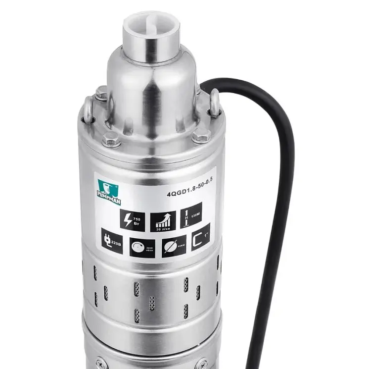 Насос глибинний вихровий Pumpman 4QGD1.8-50-0.55 кВт Нmax 130 м Qmax 1,8 куб.м 550 Вт (CV029778) - фото 3