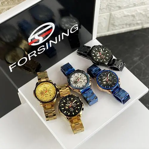 Чоловічий наручний годинник 6909 Blue-Cuprum-White Forsining acs0031391 - фото 9