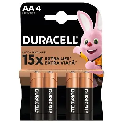 Батарейка Duracell AA лужні 4 шт. в упаковці (5000394052536 / 81551270) - фото 2