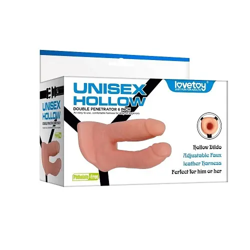 Страпон для чоловіків LoveToy Unisex Hollow Double Penetrator, 18 см - фото 5