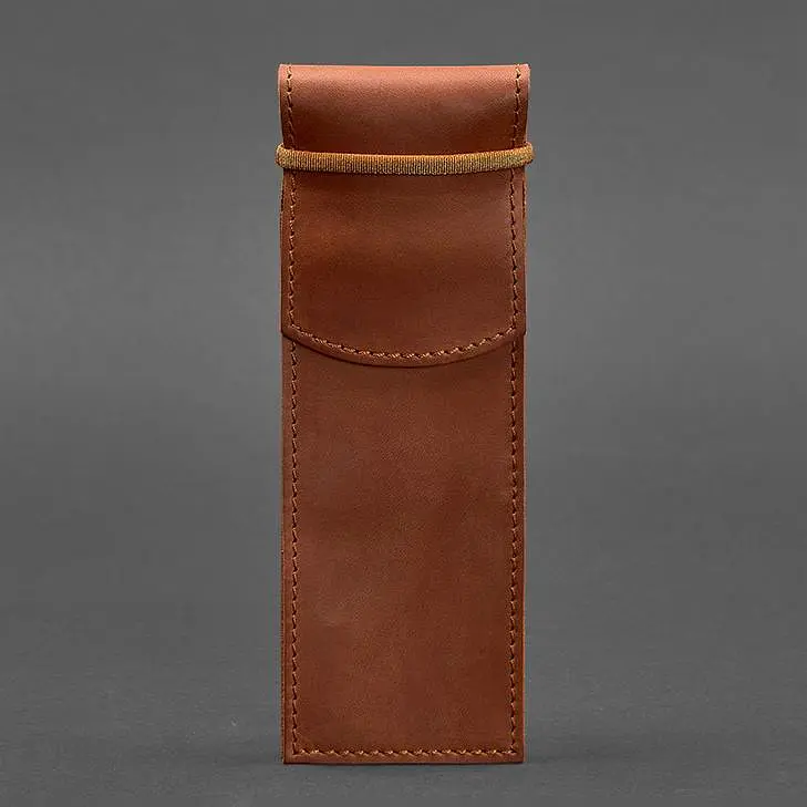 Кожаный чехол для ручек 1.0 светло-коричневый Crazy Horse - фото 6