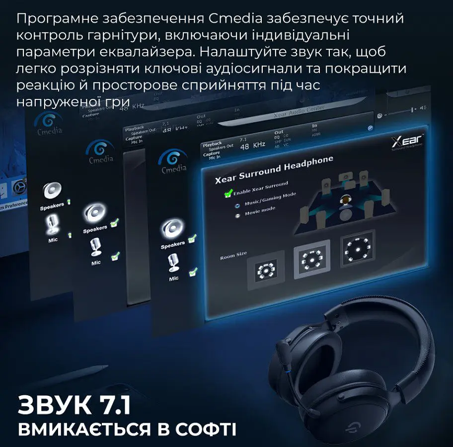 Беспроводные игровые наушники GamePro HSW-191-BL Asgard Skadi Wireless 7.1 Black - фото 16