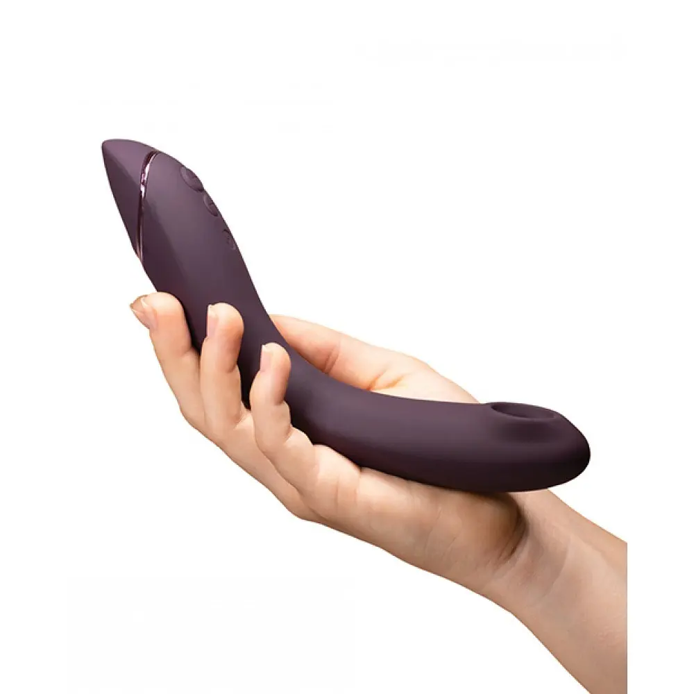 Лубрикант Womanizer OG + 50 мл - Вибратор для точки G c вакуумной стимуляцией, 17.6х3.9 см баклажановый - фото 9