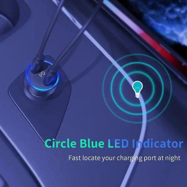 Автомобільний зарядний пристрій Choetech С0054BK 2xUSB-C, 40 Вт, PD - фото 6