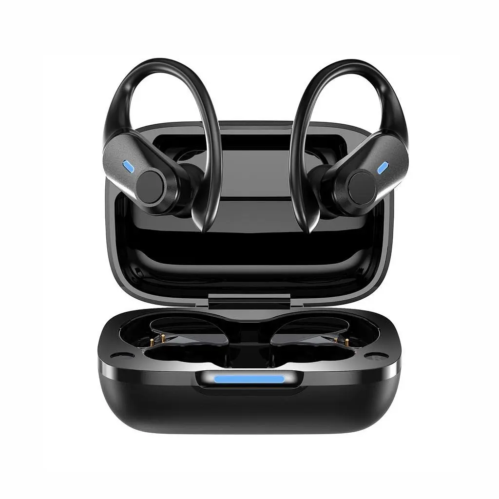 Спортивні бездротові Bluetooth навушники TWS T59, з індикатором заряду і кнопками управління та LED-дисплеєм - фото 3