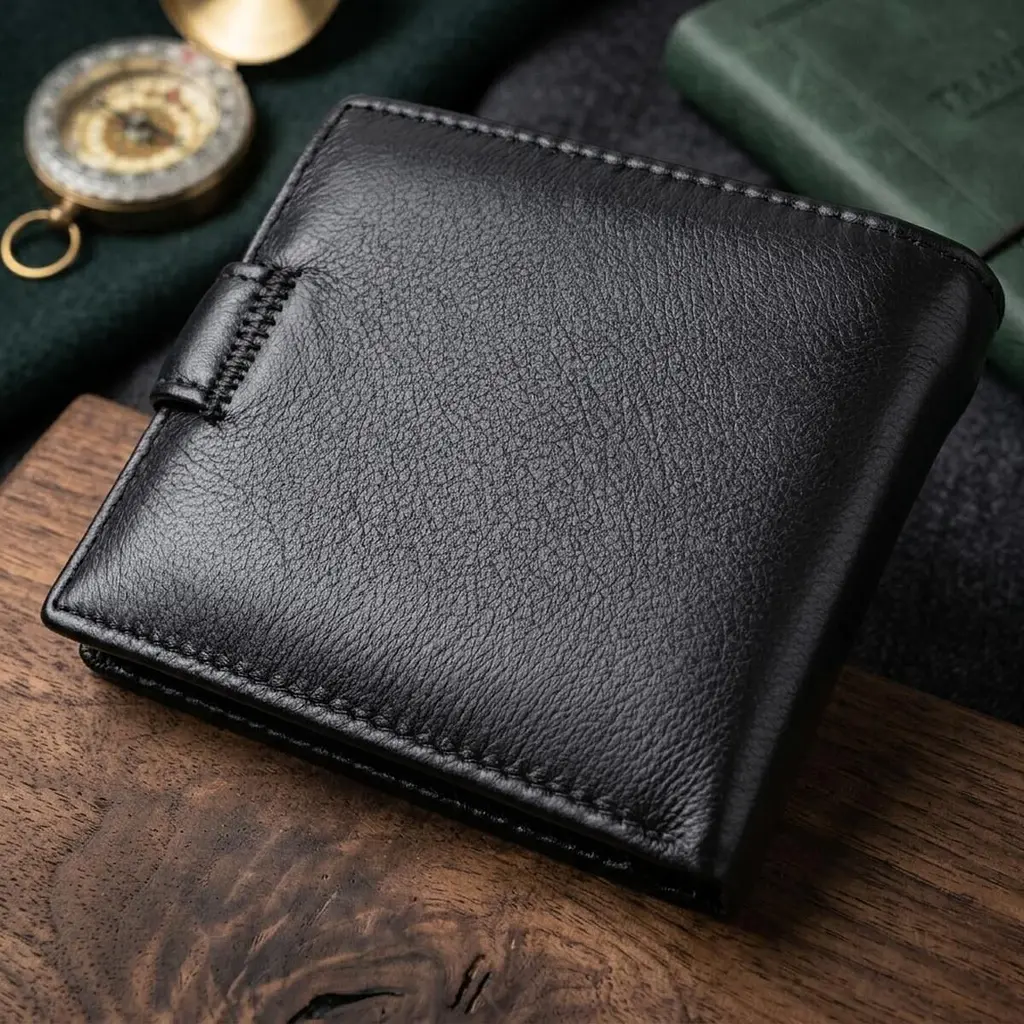 Гаманець для чоловіків зручного розміру з натуральної шкіри ST Leather 22463 чорний - фото 3