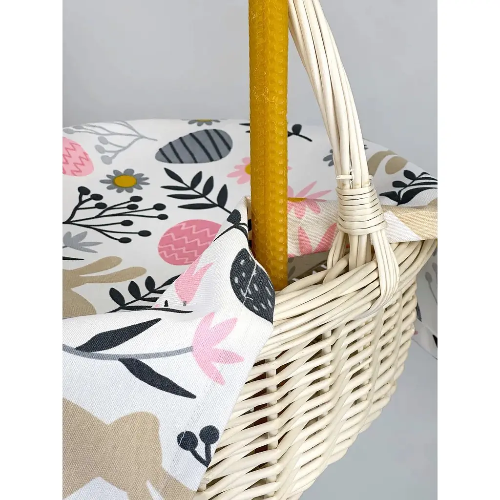 Комплект Пасхальная корзина Буковина (большая) с водоотталкивающим полотенцем 70х40 см Пасхальные зайчики и свечой - фото 7