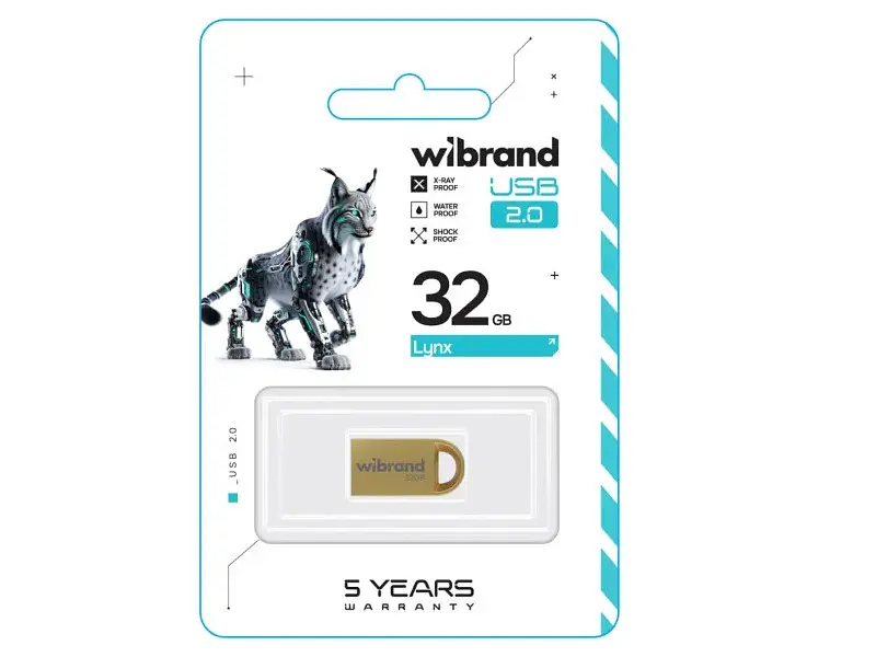Флешка Wibrand 32 GB Lynx Gold USB 2.0 (WI2.0/LY32M2G) - фото 2
