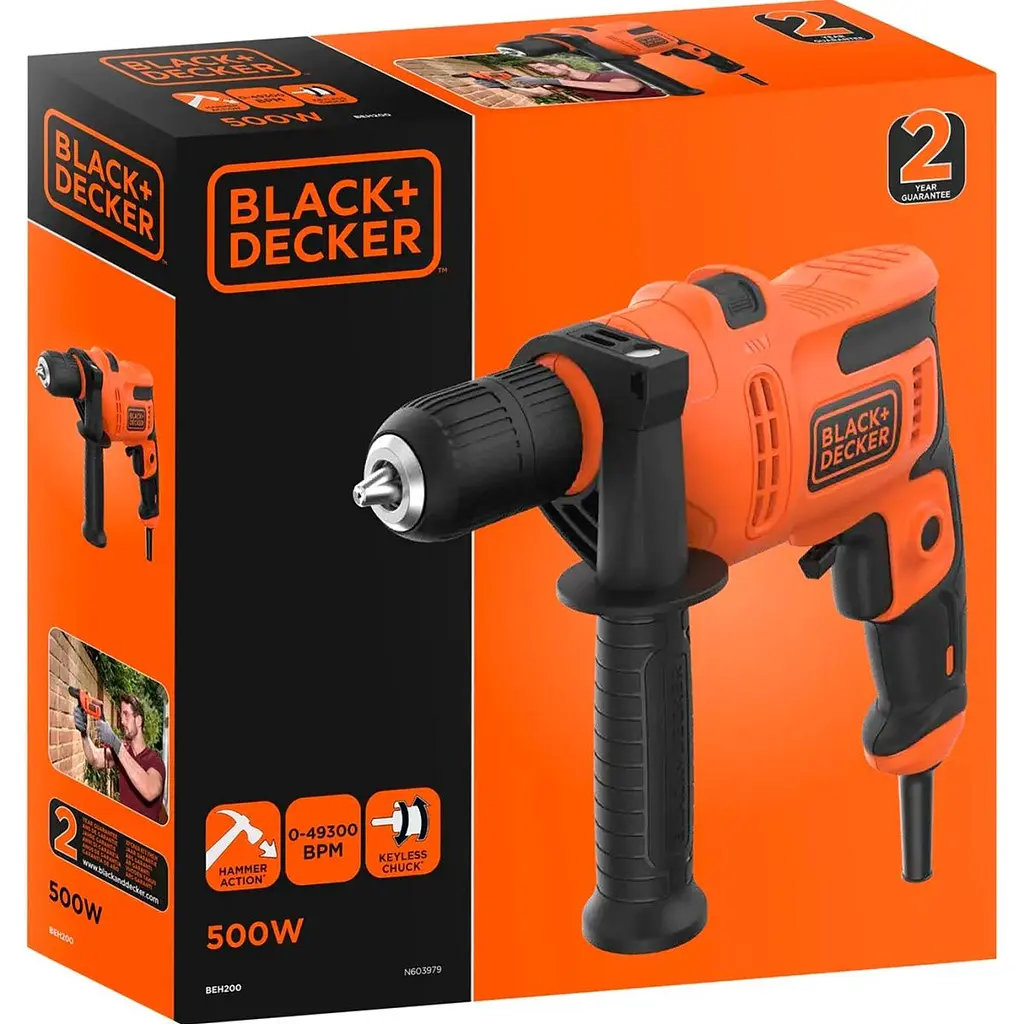 Дрель ударная Black+Decker BEH200 [119554] - фото 3