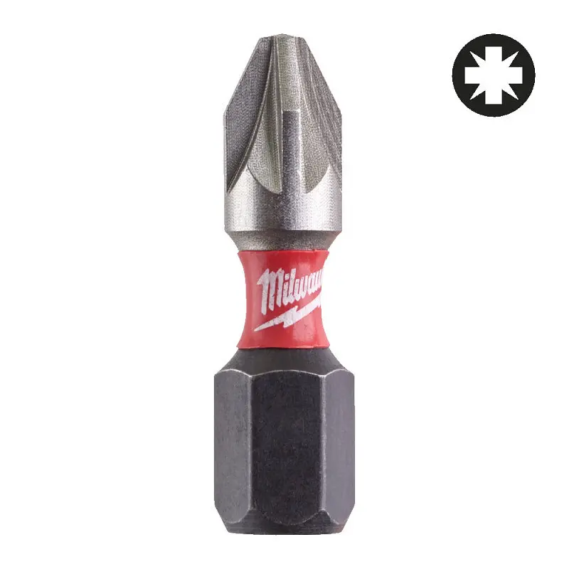 Біта SHOCKWAVE MILWAUKEE, PZ2, 25мм, (25 шт), пластикова коробка - фото 3