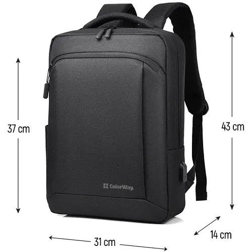 Рюкзак для ноутбука 17.3" ColorWay Practical, Black (CW-BPP173-BK) - фото 2