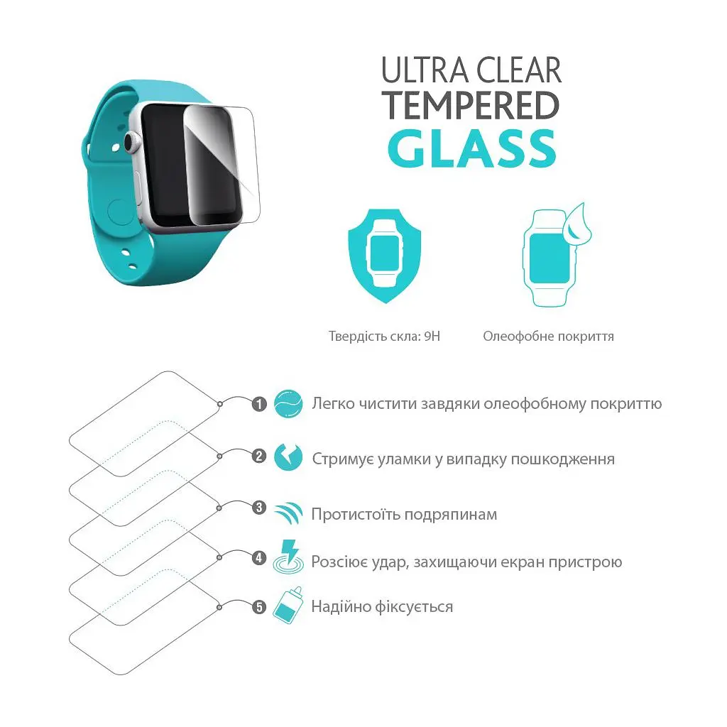 Скло захисне Piko Full Glue Apple Watch 38 mm (1283126487620) - фото 2