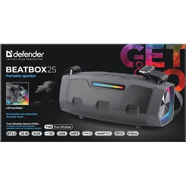 Портативна акустика Defender Beatbox 25 25Вт Black (65325) - фото 10