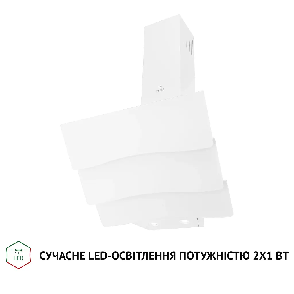 Витяжка декоративна похила Perfelli DNS 6482 D 850 WH LED - фото 3