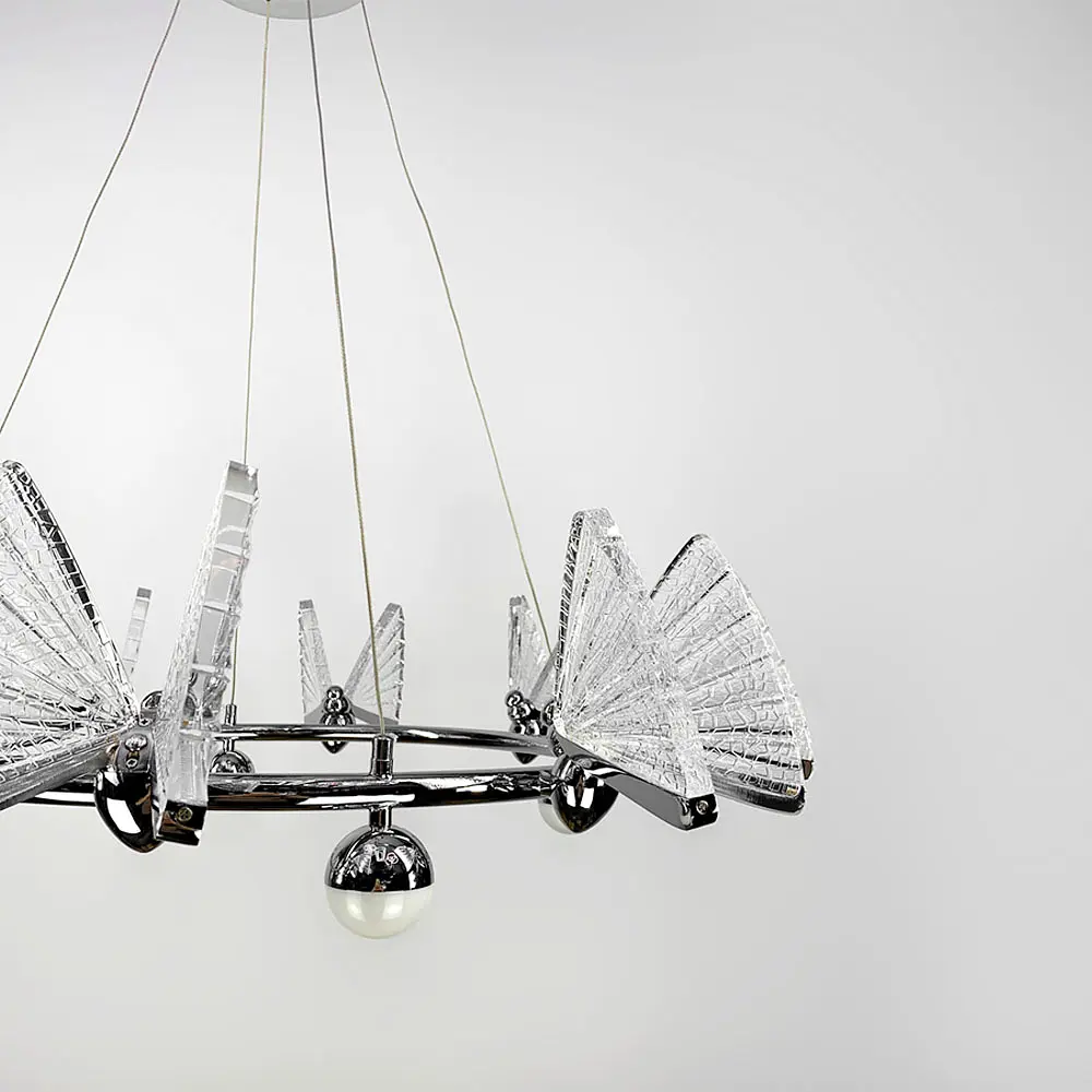 Светодиодная люстра с 8 бабочками в серебряном корпусе Ст. CA 02/8 CH | Line F - фото 3
