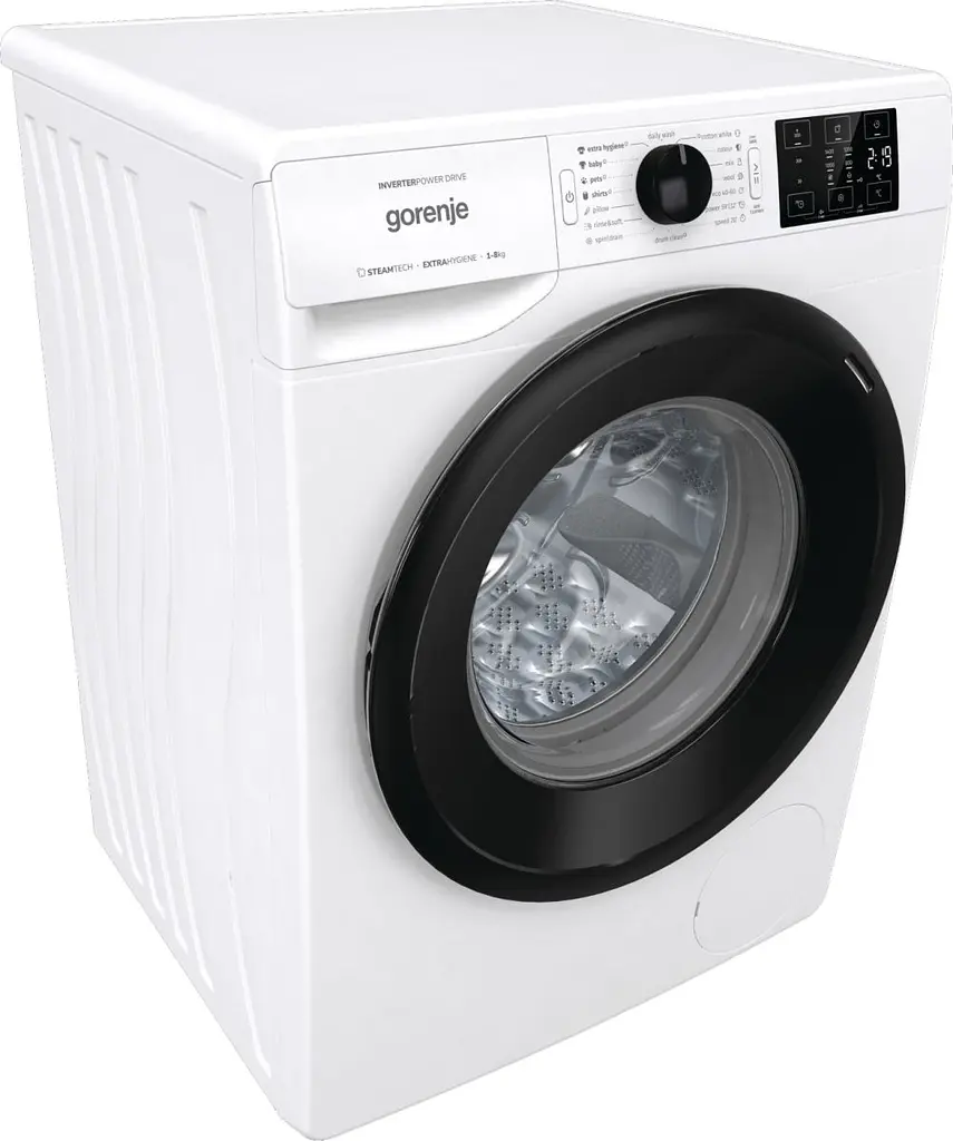 Пральна машина Gorenje фронтальна, 8кг, 1400, A+++, 55см, дисплей, пар, інвертор, білий (WNEI84BS) - фото 9