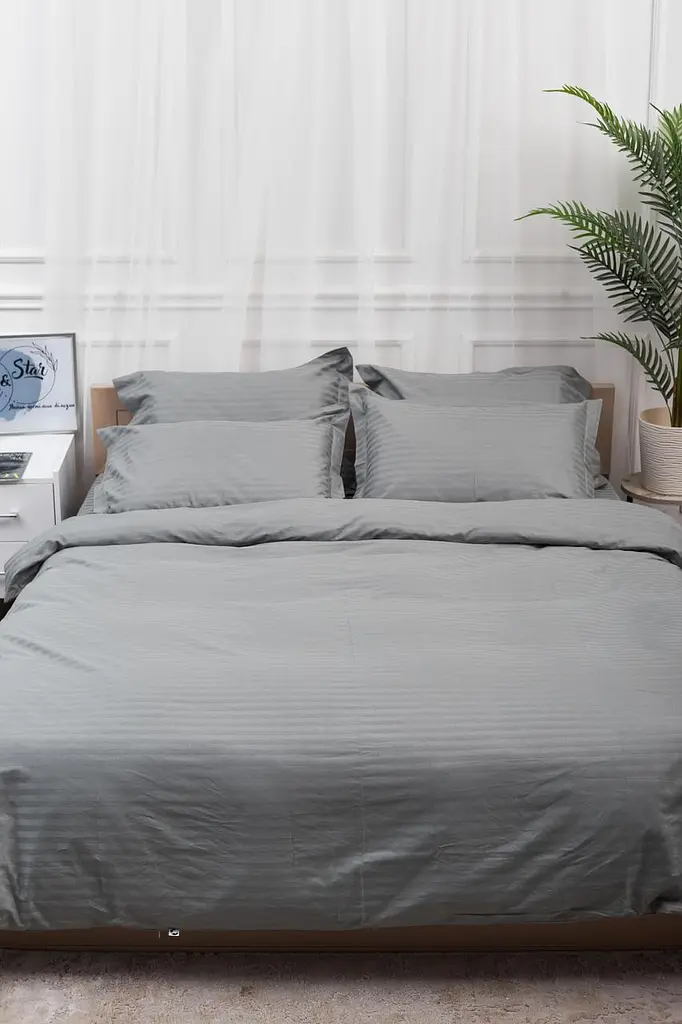 Підковдра Moon&Star Satin Stripe Stripe Gray Євро 200x220 см - фото 2