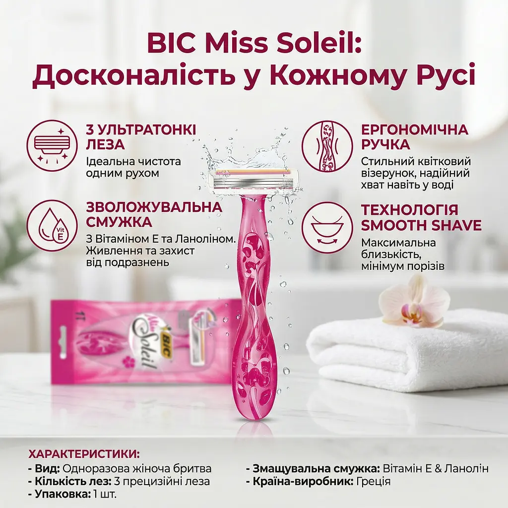 Станок для гоління жіночий BIC Miss Soleil 1 шт. - фото 4