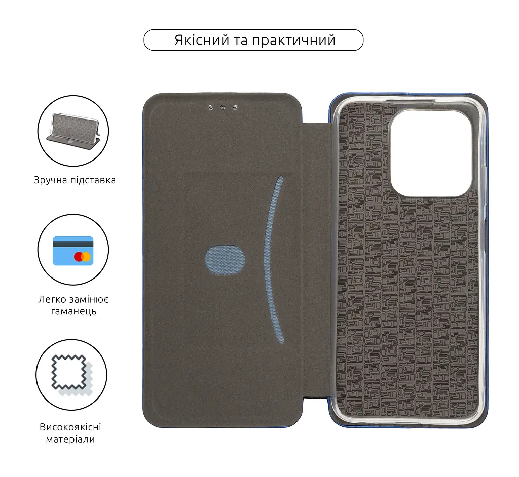 Чехол-книжка для Infinix Hot 50i Smart 9, G-Case, синий, кожаный чехол-книжка из экокожи (PU) и TPU, с магнитом, с подставкой и вместительным кардхолдером, противоударный, защита всего корпуса, ArmorStandart (ARM80968) - фото 3