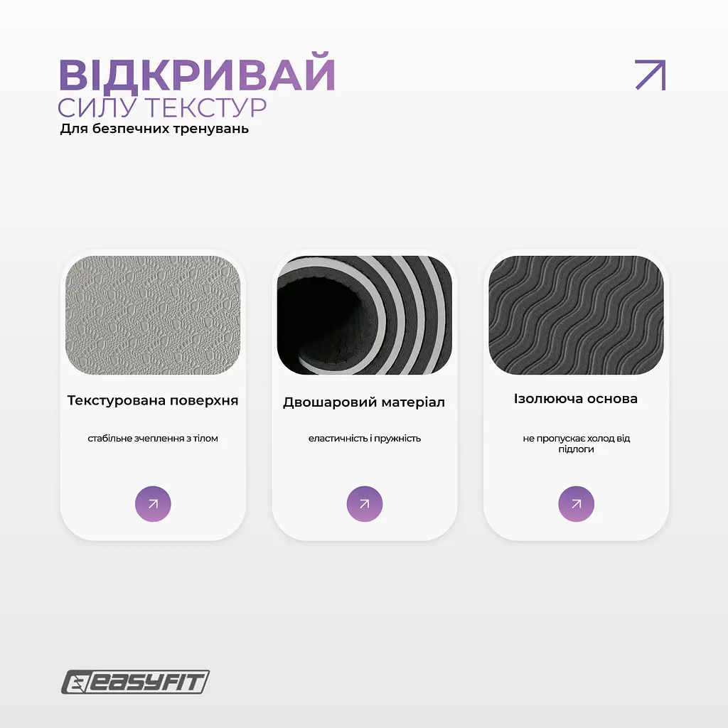 Килимок для йоги та фітнесу EasyFit Polarity stone з ремнем - фото 4
