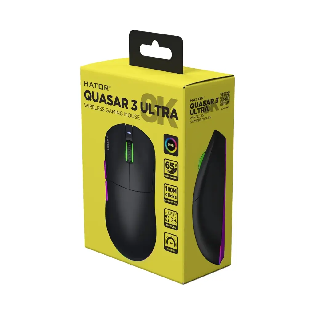 Мышка HATOR Quasar 3 ULTRA 8K Wireless Black (HTM770) - фото 6