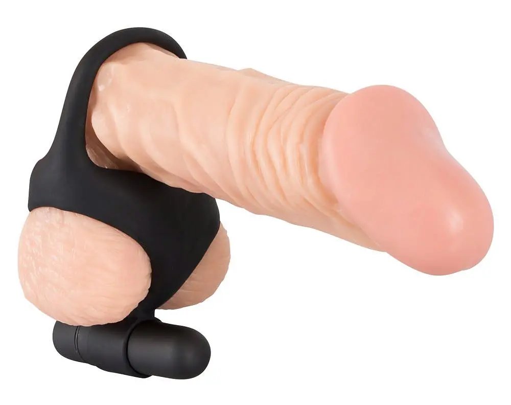 Віброкільце Black Velvets Cock Ball Ring 7 см чорний - фото 7