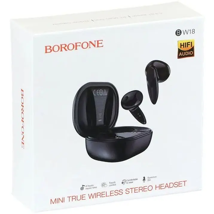 Бездротові навушники Borofone BW18 Bluetooth V5.3 30/250mAh 4h LED індикатор Black - фото 2