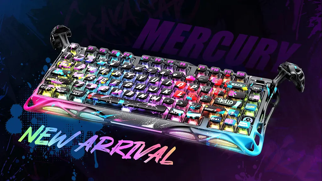 GravaStar Клавіатура механічна Mercury V75 Pro 80keys, Magnetic Jade Gaming, 8K, USB-A, RGB, Neon Graffiti - фото 10