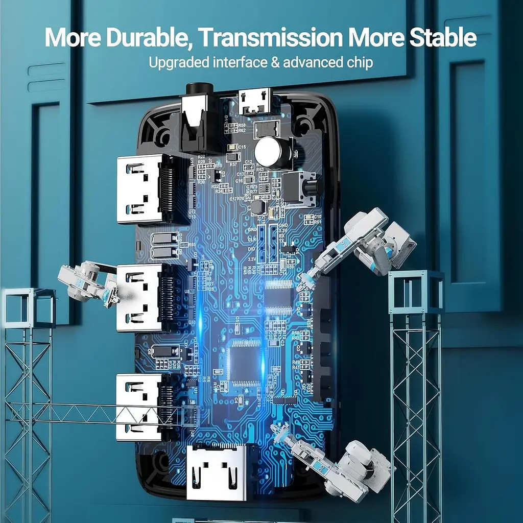 HDMI-перемикач UGREEN 3-в-1 4K 30Hz з пультом для ТВ, ПК і консолей - фото 4